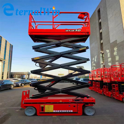 Altezza di sollevamento 10 m 350 kg Piattaforma di sollevamento a forbice a batteria elettrica rossa